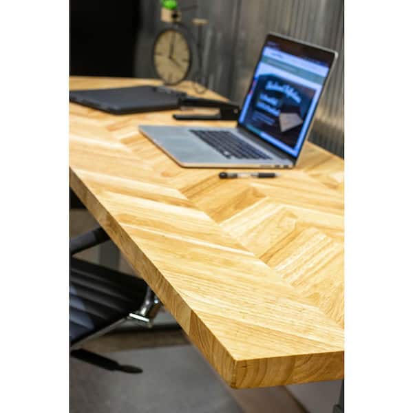 6 ft. L x 25 in. D Unfinished Hevea Chevron Solid Wood Butcher Block Countertop With Square Edge