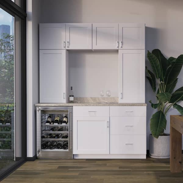 Westfield Feather White Shaker Stock Assembled Wall Kitchen Cabinet (24 in. W x 12 in. D x 36 in. H)