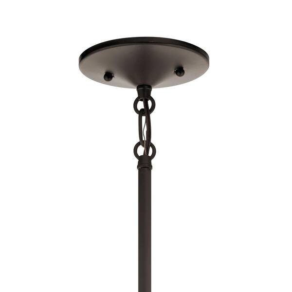 Aubrey 1-Light Olde Bronze Transitional Shaded Kitchen Mini Pendant Hanging Light with Satin Etched Glass