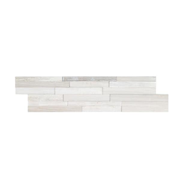 White Oak 3D Ledger Panel 6 in. x 24 in. Honed Marble Wall Tile (6 sq. ft./Case)