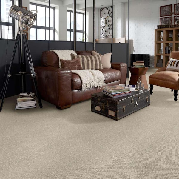 Naples - Barista - Beige 37.4 oz. Nylon Loop Installed Carpet