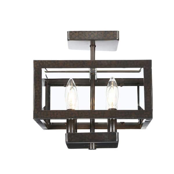 Tallarook 11 in. 4-Light Oxide Brass Semi Flush Mount Ceiling Light