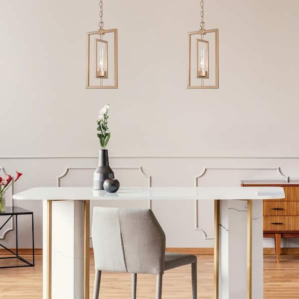 Modern Gold Kitchen Pendant Light, 1-Light Brass Dining Room Chandelier Pendant Light with Clear Glass Shade