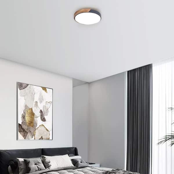 15.74 in. 1-Light Grey LED Flush Mount