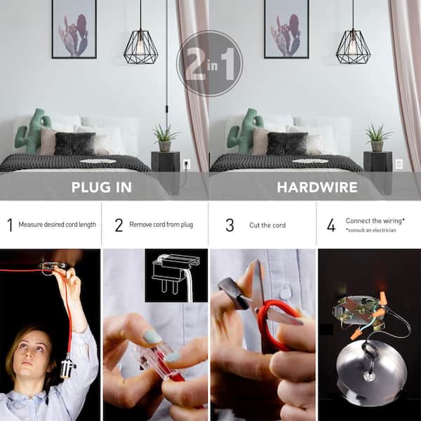 Brielle 60-Watt 1-Light Matte Black Shaded Pendant Light with Cage Shade