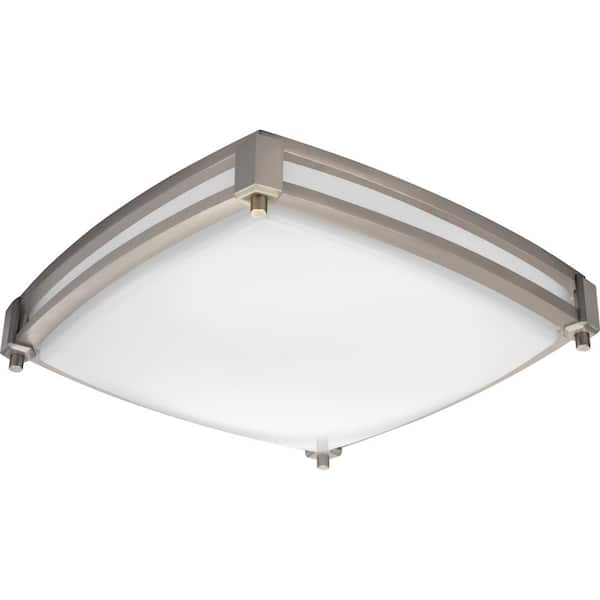 Square Saturn 13 in. Brushed Nickel LED Flush Mount (4000K)