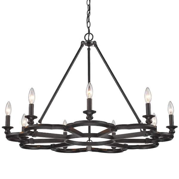 Saxon 9-Light Aged Bronze Chandelier