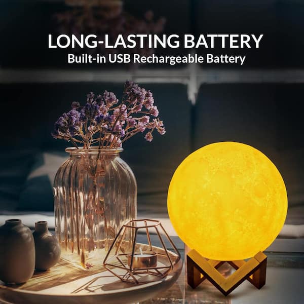 5.9 in. Tall 0.7-Watt Maximum LED Night Light 3D Star Moon Lamp, Remote and Touch Control USB Rechargeable