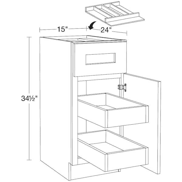 Tremont Pearl Gray Painted Plywood Shaker Assembled Base Kitchen Cabinet Rt 2ROT UT15 W in. 24 D in. 34.5 in. H