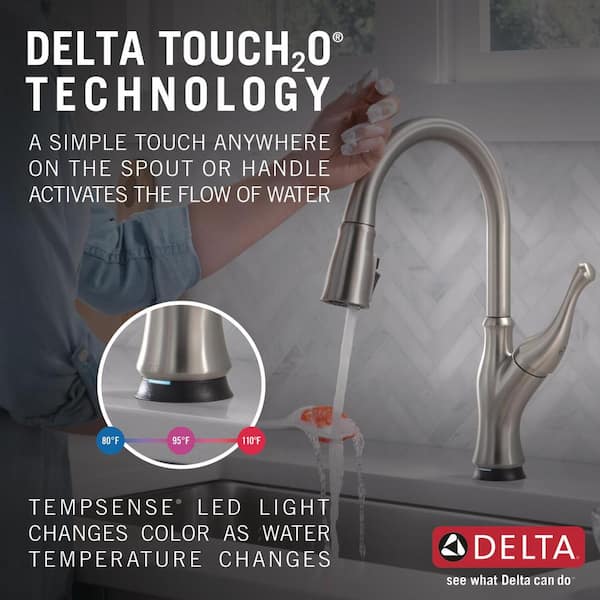 Ophelia Single Handle Touch-On Pull Down Sprayer Kitchen Faucet with Touch2O Technology in Stainless Steel