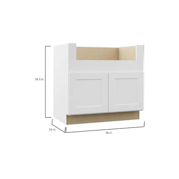 Shaker 36 in. W x 24 in. D x 34.5 in. H Assembled Apron-Front Sink Base Kitchen Cabinet in Satin White