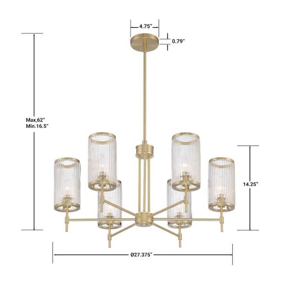 Ashbury 6-Light Brushed Brass Chandelier
