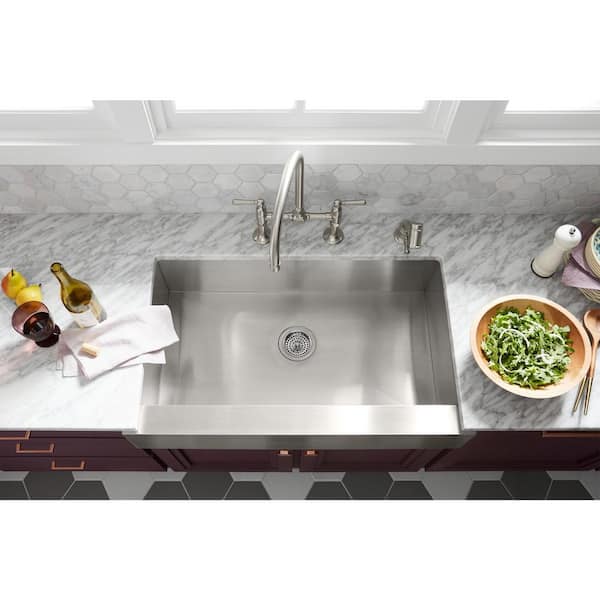 Vault Farmhouse Undermount Apron Front Stainless Steel 36 in. Single Bowl Kitchen Sink Kit with Basin Rack