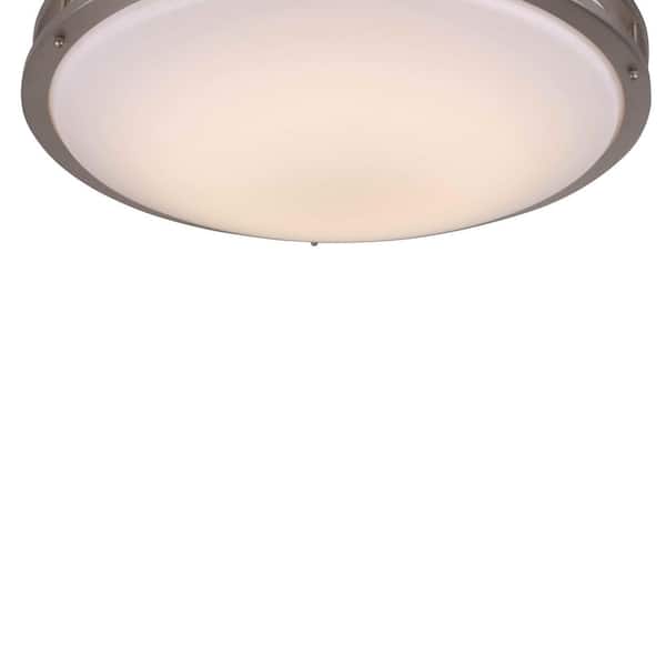 1-Light Integrated LED Flush Mount Ceiling Light in Brushed Nickel