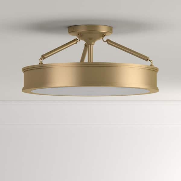 Harbour Point 3-Light Liberty Gold Semi-Flush Mount Light