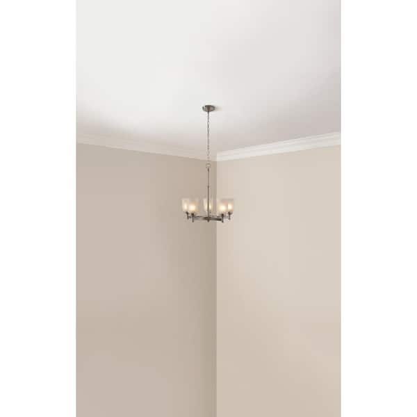 5-Light Brushed Nickel Chandelier with Frosted Glass Shades