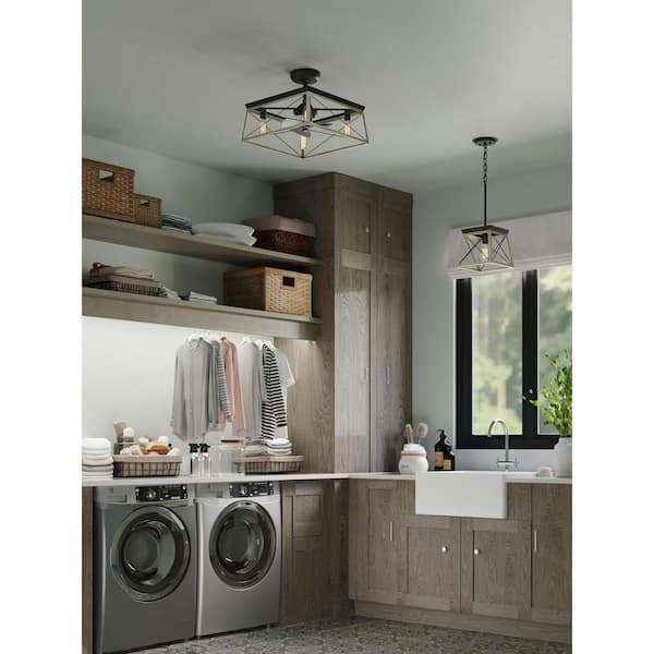 Briarwood Collection 1-Light Bleached Oak Kitchen Farmhouse Mini-Pendant Hanging Light