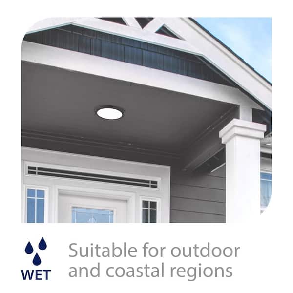 Round 7 in. 1-Light Black LED Flush Mount