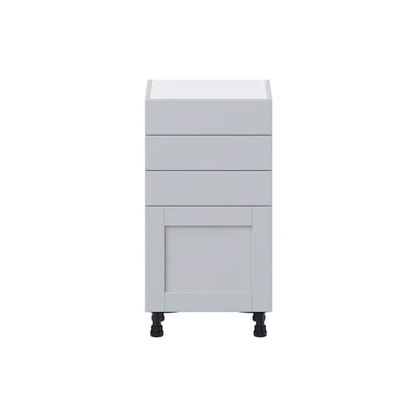 Cumberland Light Gray Shaker Assembled Shallow Base Kitchen Cabinet with 3 Drawers (18 in. W x 34.5 in. H x 14 in. D)