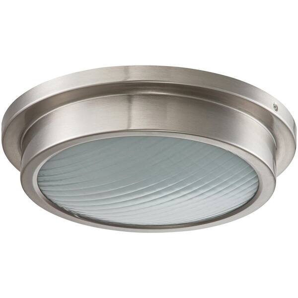 14 in. 1-Light Brushed Nickel Dimmable 30-Watt LED Flush Mount Ceiling Light with Glass Shade