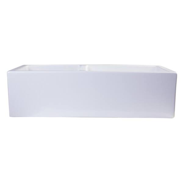 Smooth Farmhouse Apron Fireclay 36 in. Double Basin Kitchen Sink in White