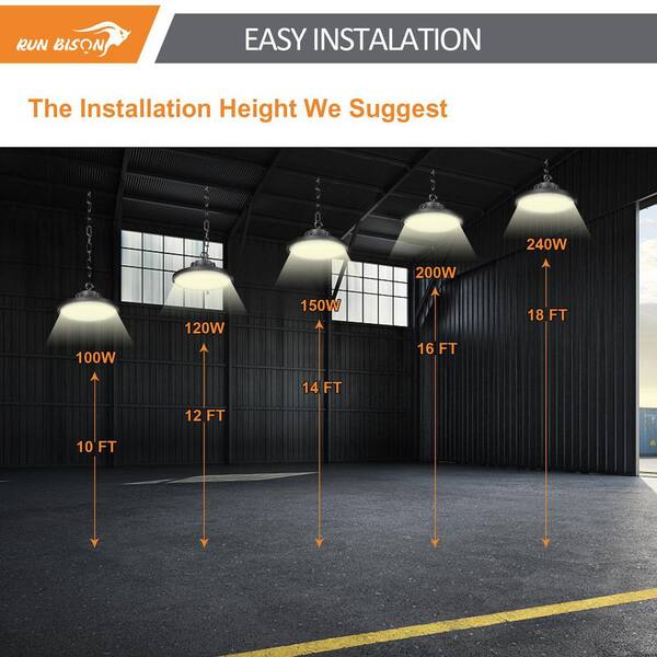 8-Pack 10.24in. Integrated UFO LED High Bay Light Fixture LED Commercial lighting, up to 22500 Lumen, 0-10V Dimmable