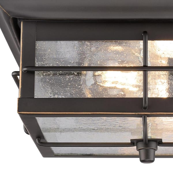 Orwell 2-Light Oil Rubbed Bronze with Highlights Outdoor Flush Mount Light with Clear Seeded Glass