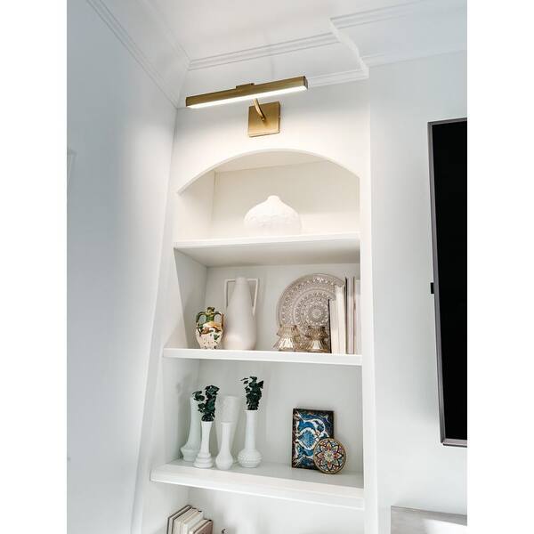 Leonardo 2.75 in. 2-Lights Aged Brass LED Picture Light