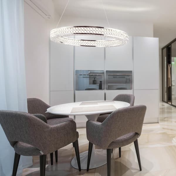 Benton 36-Watt Chrome/Clear Integrated LED Chandelier