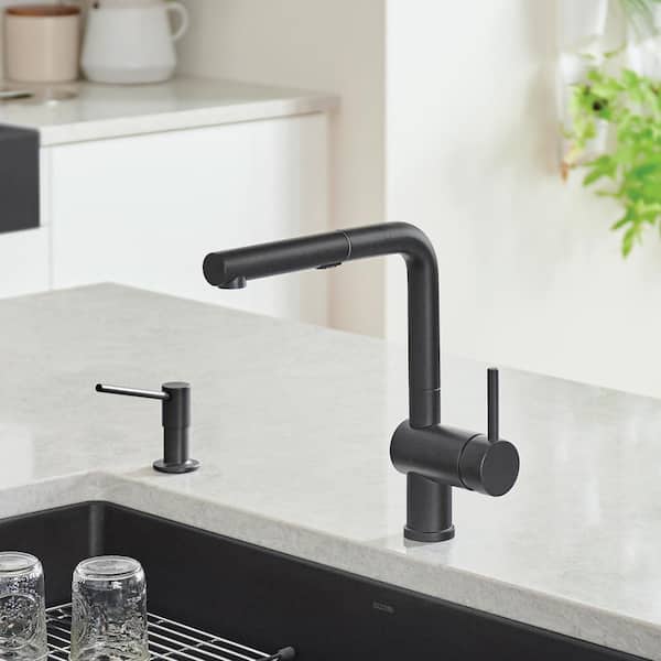 Linus Single-Handle Pull Out Sprayer Kitchen Faucet in Coal Black