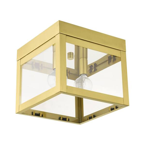 Nyack 2 Light Satin Brass Flush Mount Light