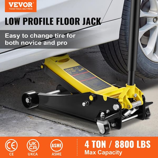 4-Ton 8800 lbs. Floor Jack Low Profile Racing Floor Jack with Dual Pistons Quick Lift Pump Lifting 3.94 in. to 20.98 in.
