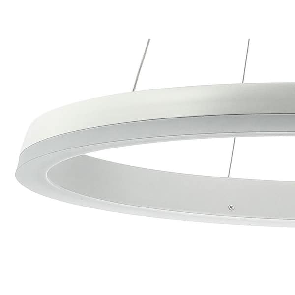Baxter 23.5 in. 48-Watt Matte White Integrated LED Metal Hoop Pendant
