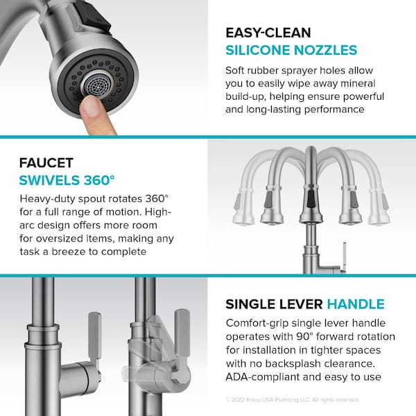 Allyn Transitional Industrial Pull-Down Single Handle Kitchen Faucet in Matte Black