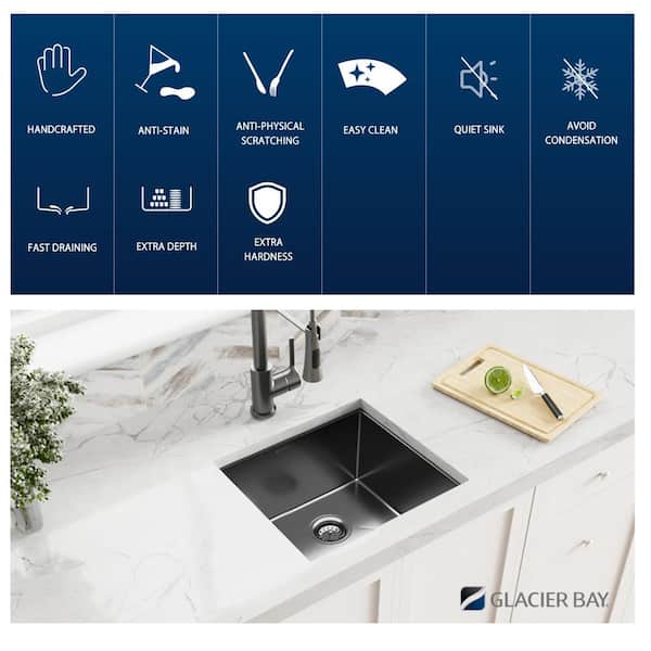 Gunmetal Gunmetal Black Stainless Steel 17 in. 18-Gauge Single Bowl Undermount Bar Sink