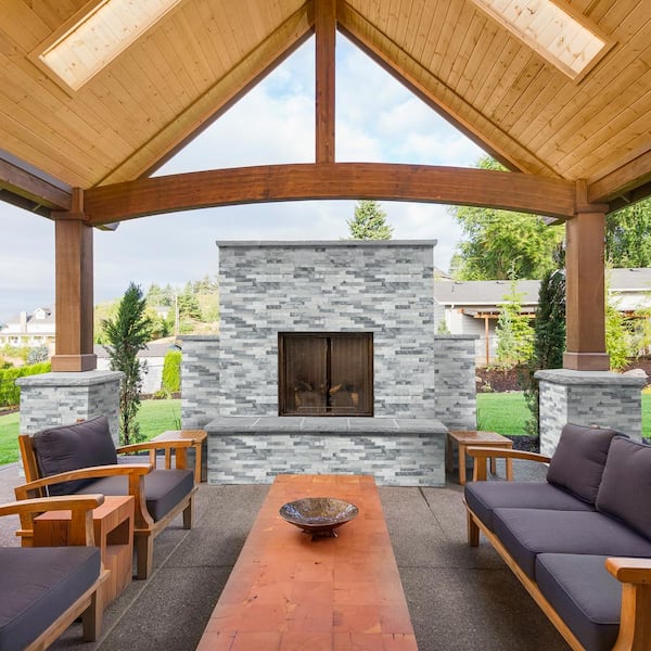 Alaska Gray Ledger Panel 6 in. x 24 in. Natural Marble Wall Tile (6 sq. ft./Case)