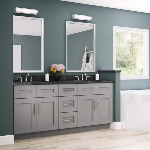 Tremont Pearl Gray Painted Plywood Shaker Assembled Bath Linen Kitchen Cabinet Sf Cl 24 in W x 21 in D x 84 in H