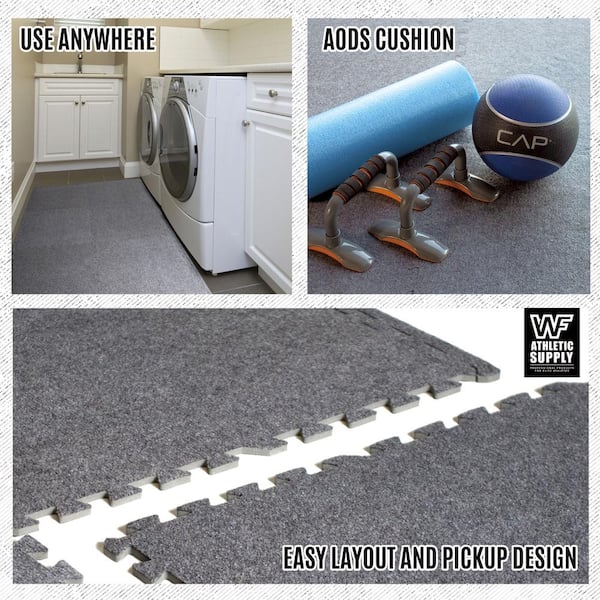 Gray Commercial/Residential 24 in. x 24 in. x 12 mm Interlocking Foam Carpet Texture Mats 24 sq. ft. (6 Tiles/Case)