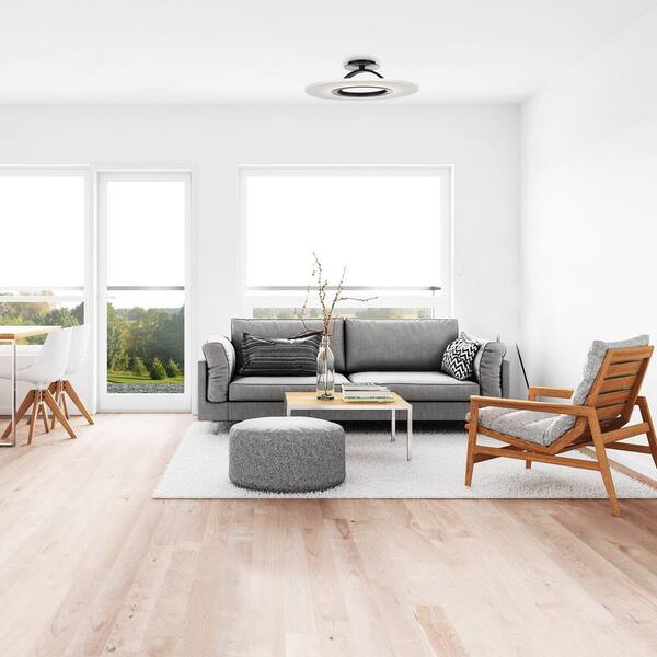 Elektron 28 in. 1-Light Brushed Aluminum LED Semi-Flush Mount