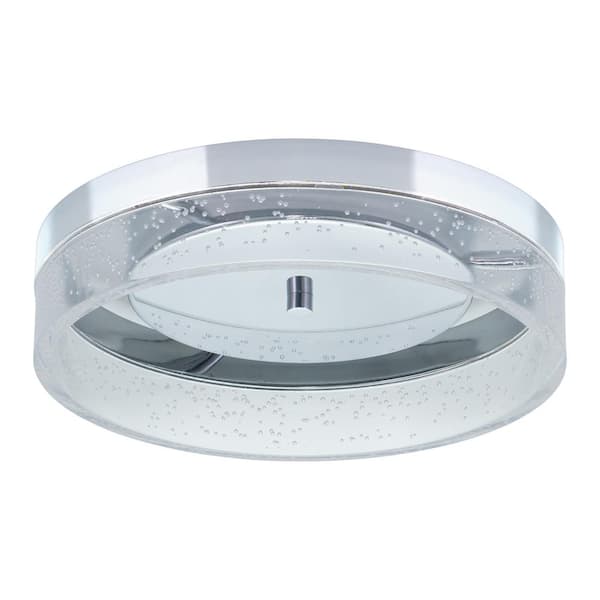 Vaughn 12 in. W Integrated LED Chrome Flush Mount Ceiling Light Fixture Clear Bubble Acrylic Shade