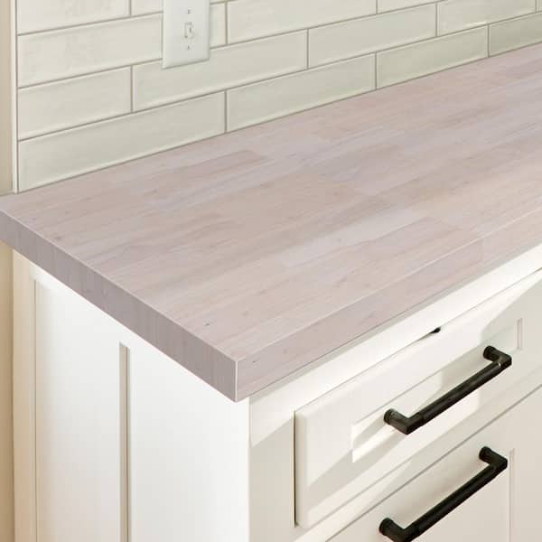 6 ft. L x 25 in. D x 1.5 in. T Unfinished Hevea Butcher Block Countertop in Pre Stain Chalk with Eased Edge