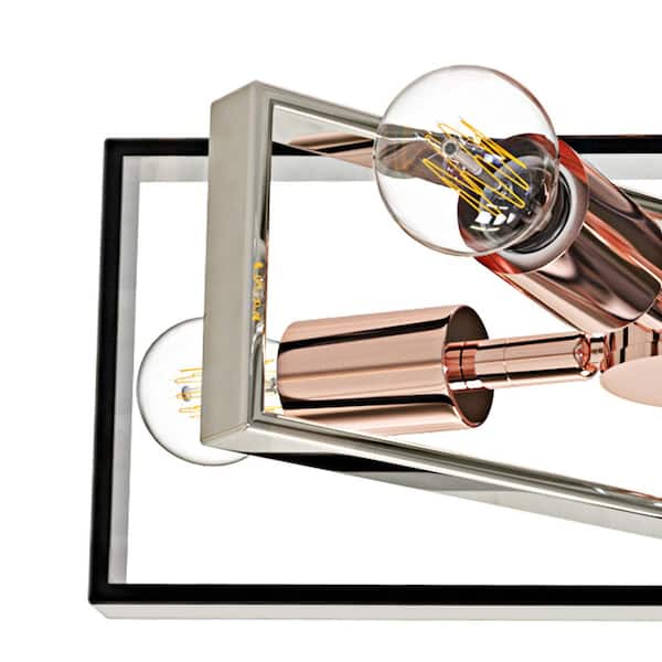 15 in. 4-Light Rose Gold Modern Semi Flush Mount