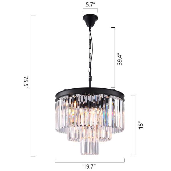 Annapolis 7 -Light Black Unique Tiered Chandelier with Crystal Accents