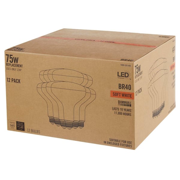75-Watt Equivalent BR40 Dimmable LED Light Bulb Soft White (12-Pack)