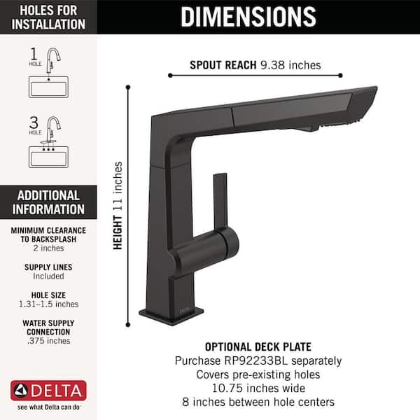 Pivotal Single-Handle Pull-Out Sprayer Kitchen Faucet in Matte Black