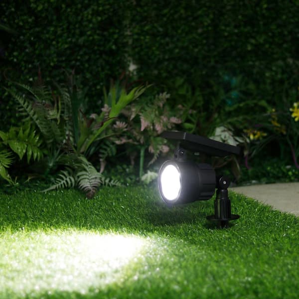 Solar 3.7 Volt Black LED Spotlight with Color Changing Light (2-Pack)