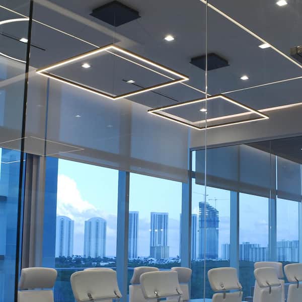 Atria Square 39 in. 62-Watt Black Modern ETL Certified Integrated LED Pendant Height Adjustable