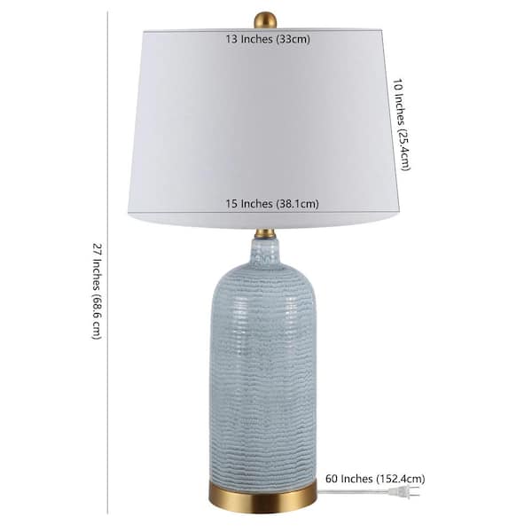Stark 27 in. Blue Table Lamp with White Shade