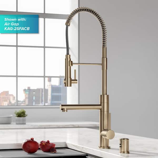 Artec Pro Single Handle Pull Down Sprayer Kitchen Faucet with Pot Filler in Spot Free Antique Champagne Bronze