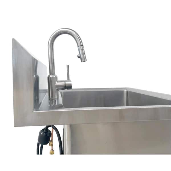 All-in-One 24 in. Stainless Steel Wall Mount Commercial Utility Kitchen Sink with Faucet